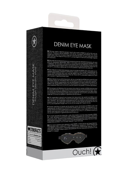 Denim Eye Mask - Roughend Denim Style - Black