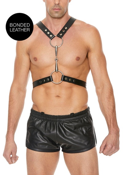 Men's Harness With Metal Bit - One Size - Black