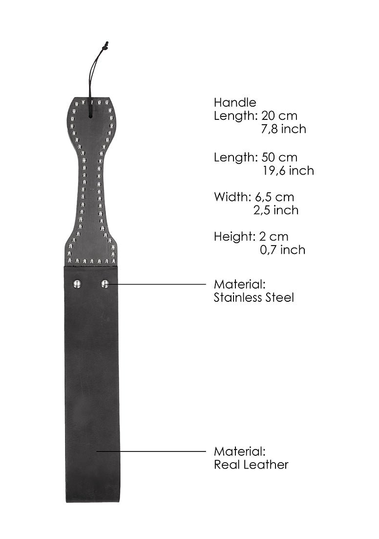 Wooden Handle Belt Whip Slapper Leather - Black