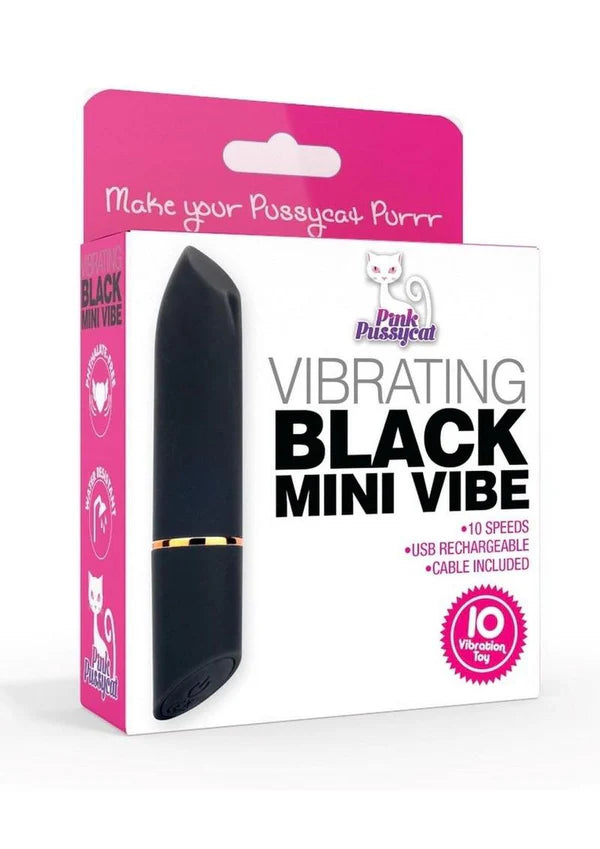 Pink Pussycat Vibrating Black Mini Vibe