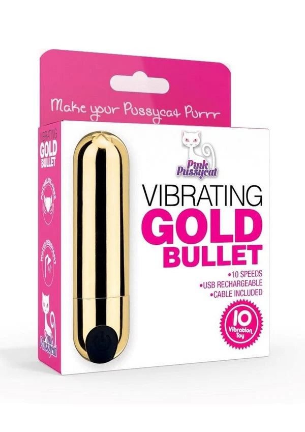 Pink Pussycat Vibrating Bullet - Gold