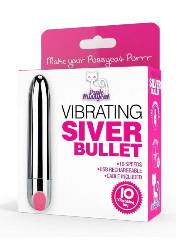 Pink Pussycat Vibrating Bullet - Silver