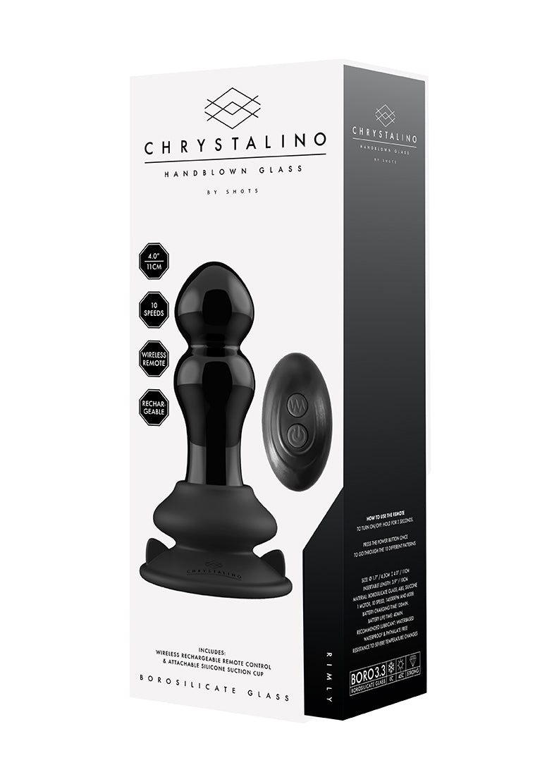 Rimly - Glass Vibrator - With Suction Cup And Remote - Rechargeable - 10 Speed