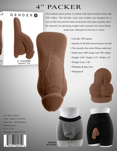 4" Packer - Dark - Realistic Penis Packer