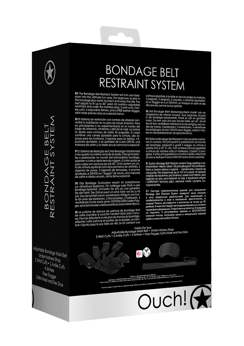 Bondage Belt Restraint System - Black