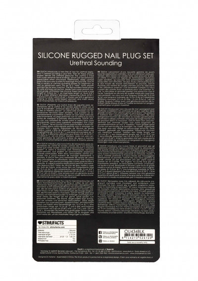 Silicone Rugged Nail Plug Set - Urethral Sounding - Black