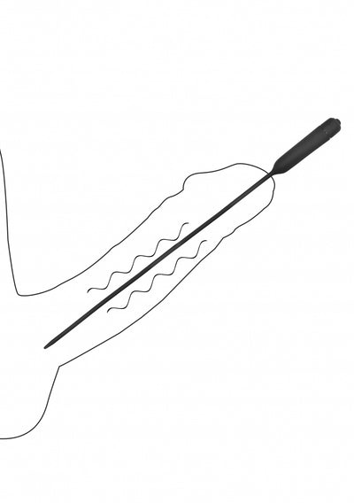 Silcone Vibrating Bullet Plug Extra Long - Urethral Sounding - Black