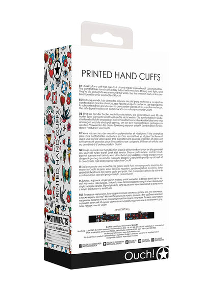 Printed Hand Cuffs - Old School Tattoo Style - Black