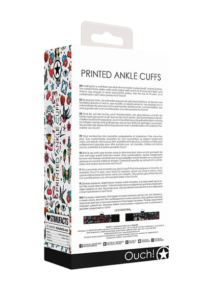 Printed Ankle Cuffs - Old School Tattoo Style - Black