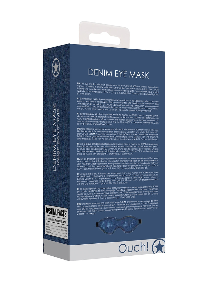 Denim Eye Mask - Roughend Denim Style - Blue