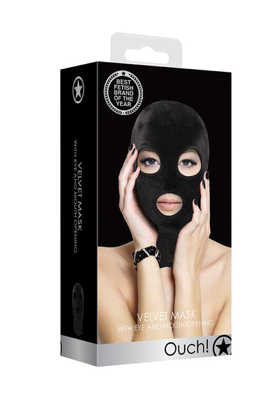 Velvet & Velcro Mask With Eye And Mouth Opening