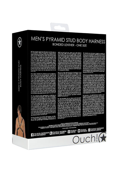 Men's Pyramid Stud Body Harness - One Size - Black