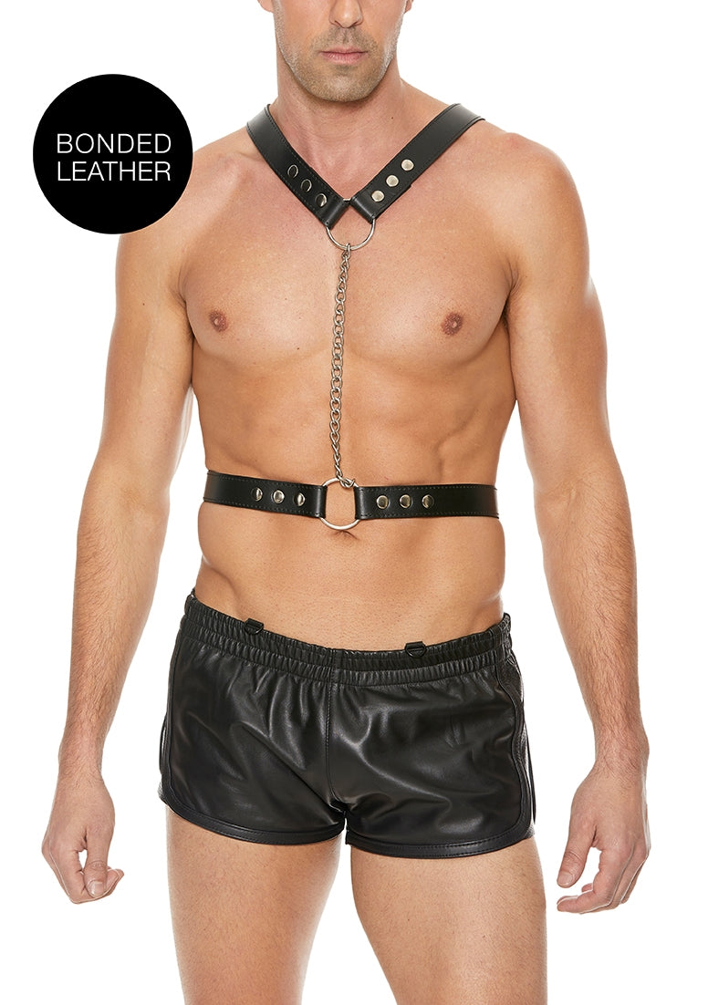 Twisted Bit Black Leather Harness - One Size - Black