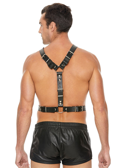 Twisted Bit Black Leather Harness - One Size - Black