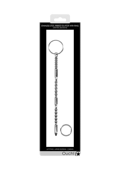 Urethral Sounding - Metal Ribbed Dilator With Ring