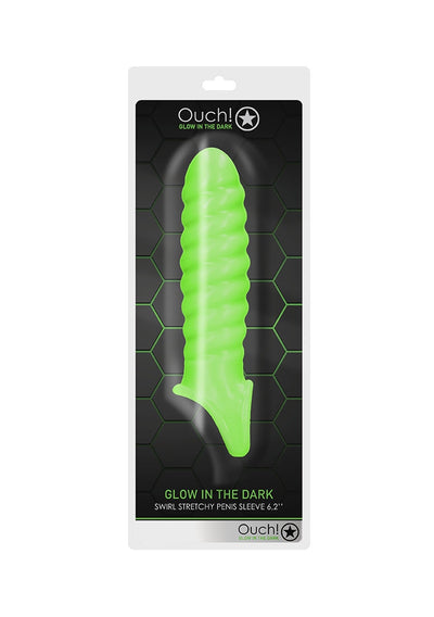 Swirl Stretchy Penis Sleeve - Glow In The Dark