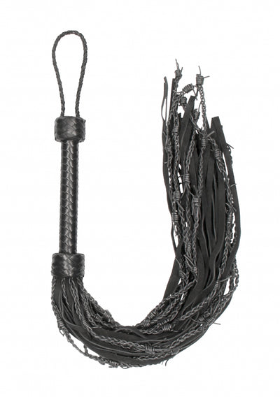 Leather Suede Barbed Wired Flogger - Black