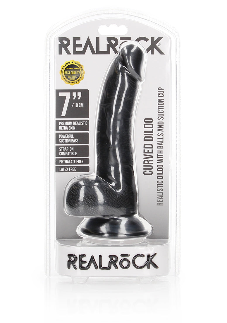 Curved Realistic Dildo Balls Suction Cup - 7&