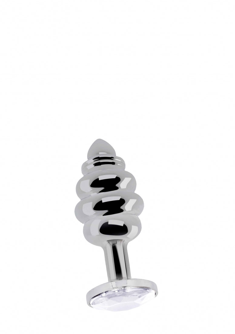 Ribbed Diamond Plug - 2.75 Inch - Silver