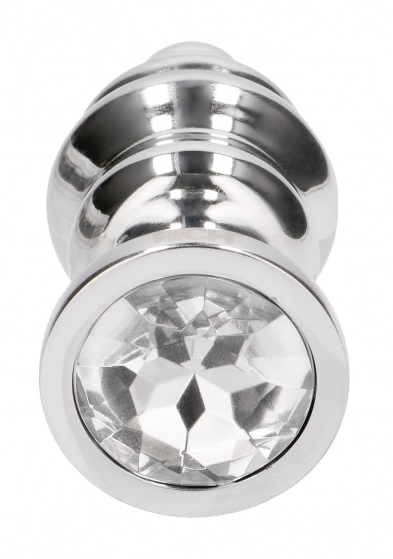 Ribbed Diamond Plug - 3.15 Inch - Silver