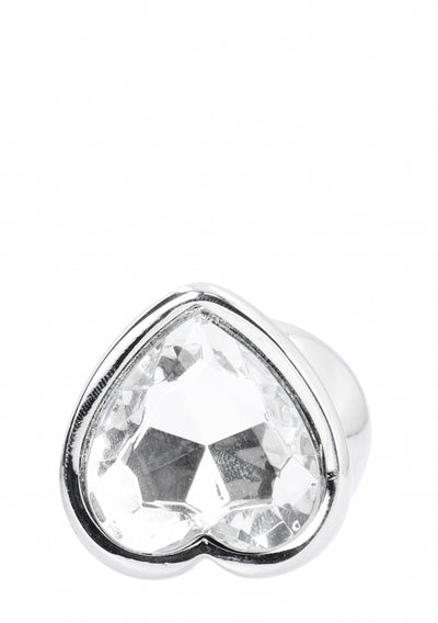 Love Heart Diamond Plug - 3.75 Inch - Silver
