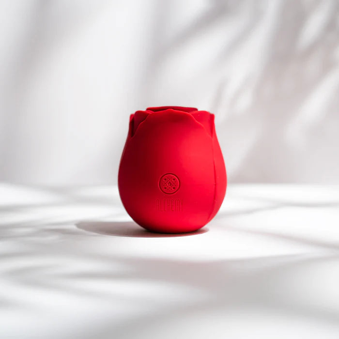 Rosebud Silicone Suction Rechargeable Vibrator - Red