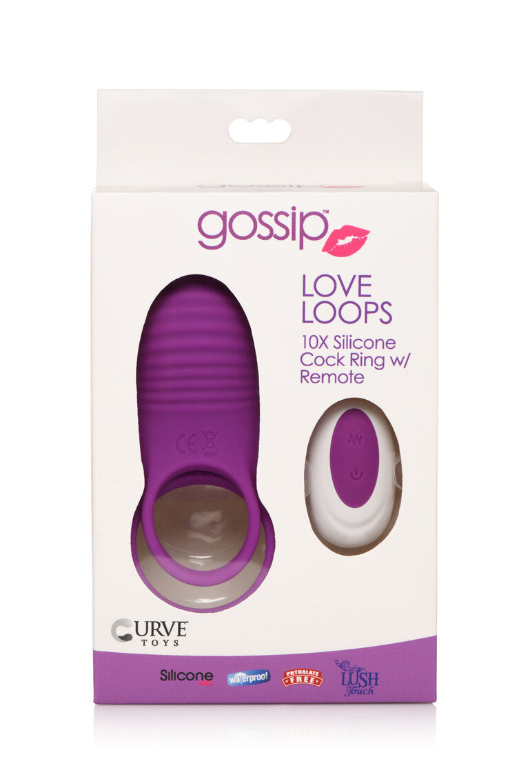 Gossip Love Loops 10X Silicone Violet Cock Ring W/ Remote
