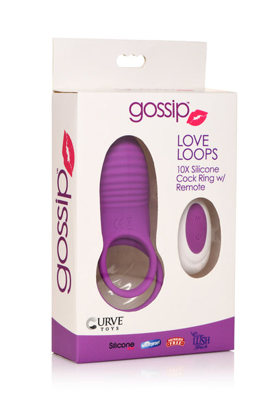 Gossip Love Loops 10X Silicone Violet Cock Ring W/ Remote