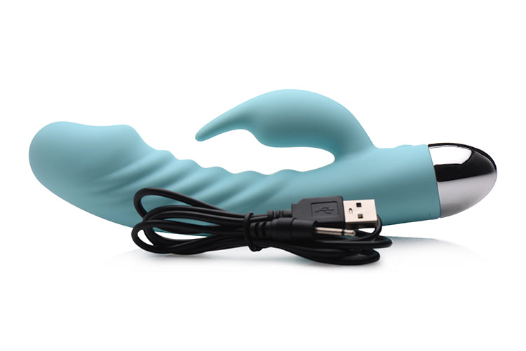Power Bunnies Sassy 10X Silicone G-Spot Rechargeable Vibrator - Teal