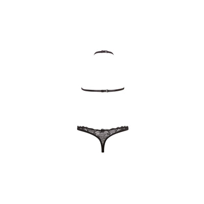 Barely Bare Dual Strap Panty Bralette Set - Black