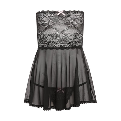 Barely Bare Mesh & Lace Baby Doll - Black